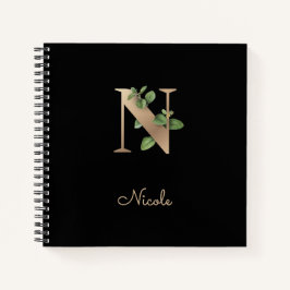 Elegant Botanisch Monogram Letter N Notitieboek