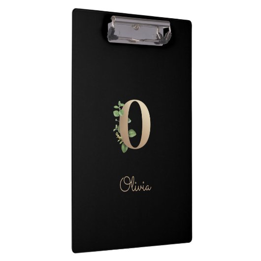 Elegant Botanisch Monogram Letter O Klembord (Rechts)