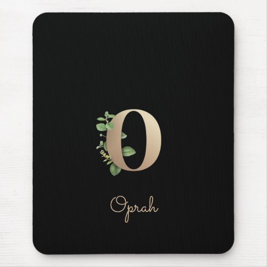 Elegant Botanisch Monogram Letter O Muismat (Voorkant)