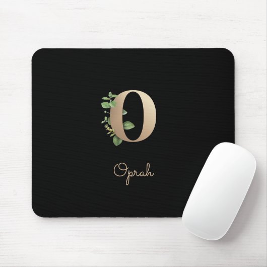 Elegant Botanisch Monogram Letter O Muismat (Met muis)