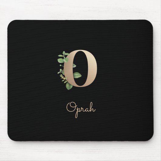 Elegant Botanisch Monogram Letter O Muismat (Voorkant)