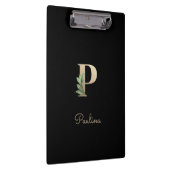 Elegant Botanisch Monogram Letter P Klembord (Rechts)