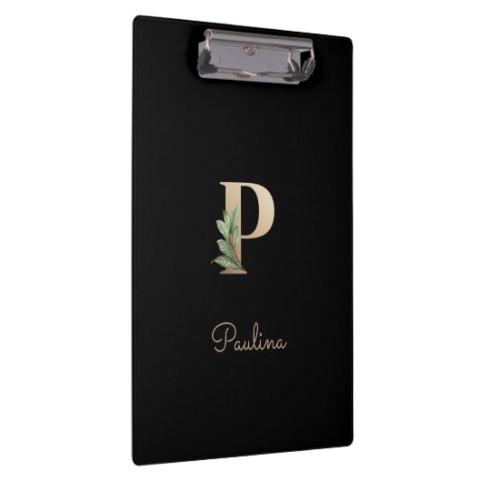 Elegant Botanisch Monogram Letter P Klembord (Rechts)
