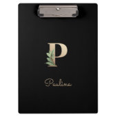 Elegant Botanisch Monogram Letter P Klembord (Voorkant)