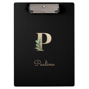 Elegant Botanisch Monogram Letter P Klembord