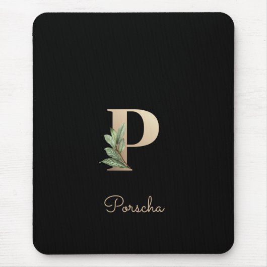 Elegant Botanisch Monogram Letter P Muismat (Voorkant)