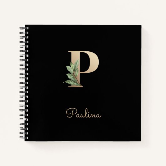 Elegant Botanisch Monogram Letter P Notitieboek (Voorkant)