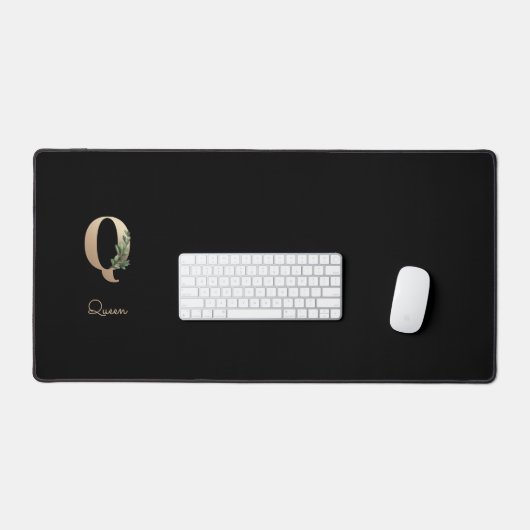 Elegant Botanisch Monogram Letter Q Bureaumat (Keyboard & Muis)