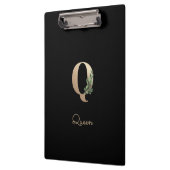 Elegant Botanisch Monogram Letter Q Klembord (Links)