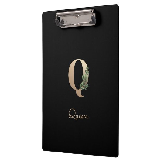 Elegant Botanisch Monogram Letter Q Klembord (Links)