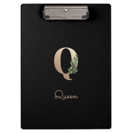 Elegant Botanisch Monogram Letter Q Klembord