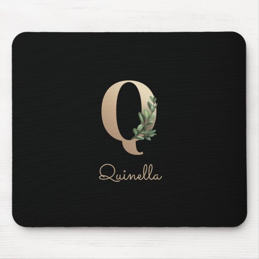 Elegant Botanisch Monogram Letter Q Muismat (Voorkant)
