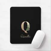 Elegant Botanisch Monogram Letter Q Muismat (Met muis)