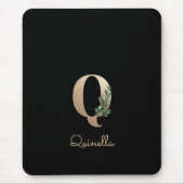 Elegant Botanisch Monogram Letter Q Muismat (Voorkant)
