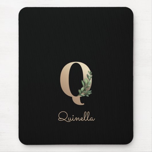 Elegant Botanisch Monogram Letter Q Muismat (Voorkant)