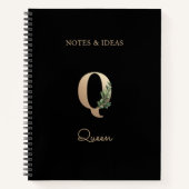 Elegant Botanisch Monogram Letter Q Notitieboek (Voorkant)