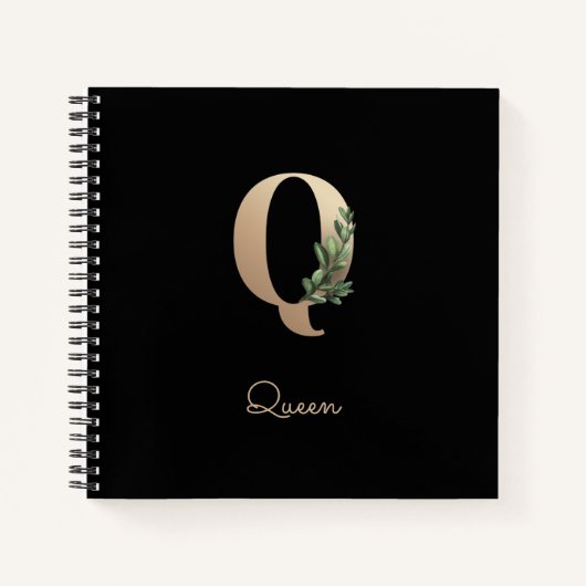 Elegant Botanisch Monogram Letter Q Notitieboek (Voorkant)