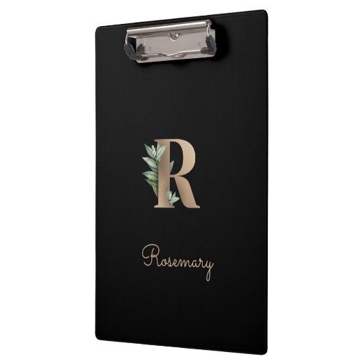 Elegant Botanisch Monogram Letter R Klembord (Links)