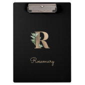 Elegant Botanisch Monogram Letter R Klembord (Voorkant)