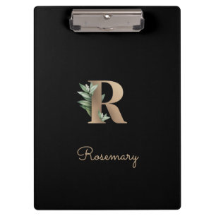 Elegant Botanisch Monogram Letter R Klembord