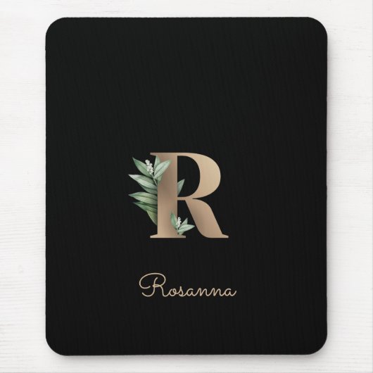 Elegant Botanisch Monogram Letter R Muismat (Voorkant)