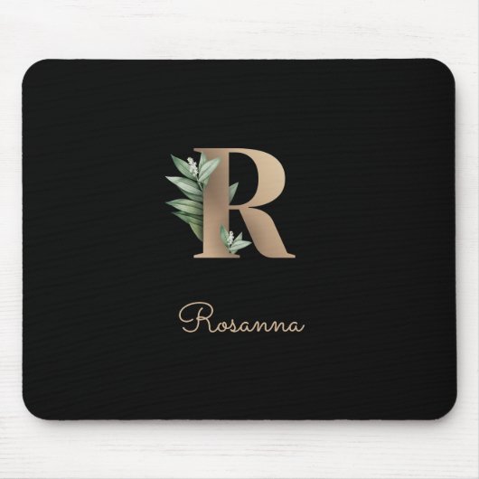 Elegant Botanisch Monogram Letter R Muismat (Voorkant)