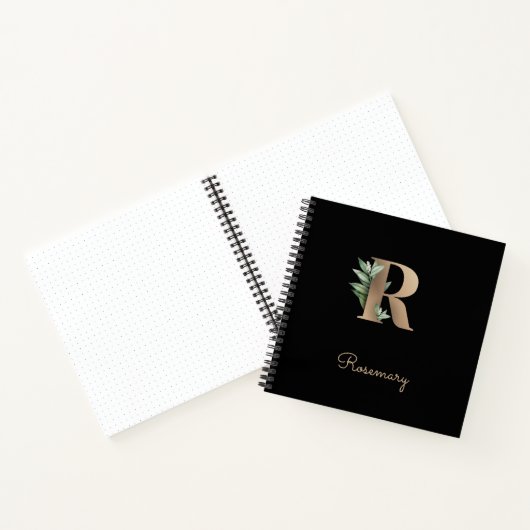 Elegant Botanisch Monogram Letter R Notitieboek (Binnen)
