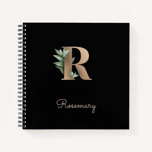 Elegant Botanisch Monogram Letter R Notitieboek (Voorkant)