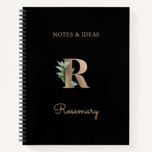 Elegant Botanisch Monogram Letter R Notitieboek