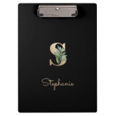 Elegant Botanisch Monogram Letter S Klembord (Voorkant)