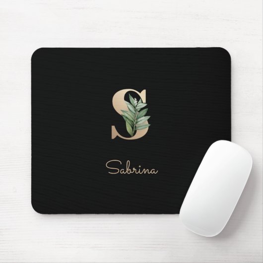 Elegant Botanisch Monogram Letter S Muismat (Met muis)