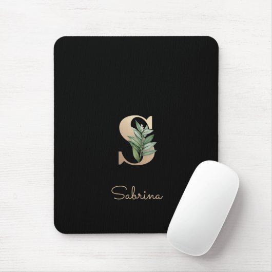 Elegant Botanisch Monogram Letter S Muismat (Met muis)