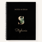 Elegant Botanisch Monogram Letter S Notitieboek (Voorkant)