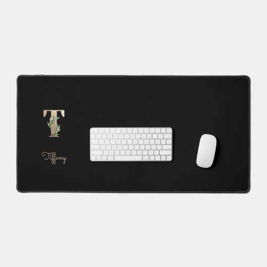 Elegant Botanisch Monogram Letter T Bureaumat (Keyboard & Muis)