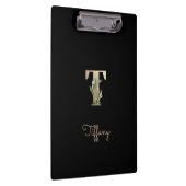 Elegant Botanisch Monogram Letter T Klembord (Rechts)