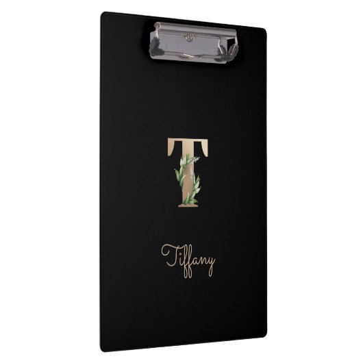 Elegant Botanisch Monogram Letter T Klembord (Rechts)