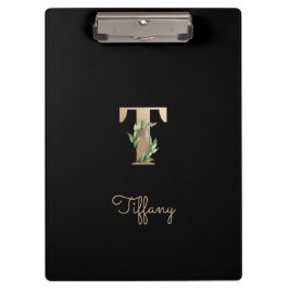 Elegant Botanisch Monogram Letter T Klembord