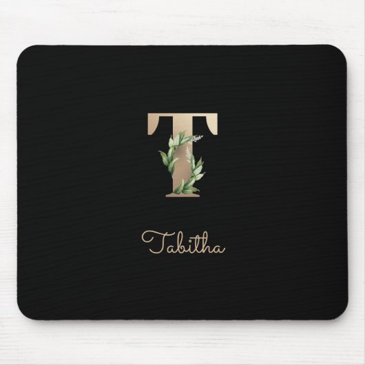 Elegant Botanisch Monogram Letter T Muismat (Voorkant)