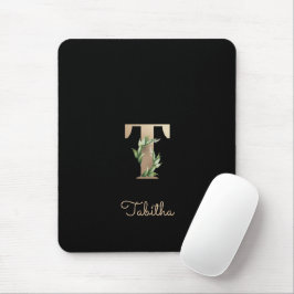 Elegant Botanisch Monogram Letter T Muismat