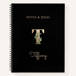 Elegant Botanisch Monogram Letter T Notitieboek