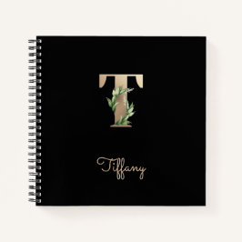 Elegant Botanisch Monogram Letter T Notitieboek