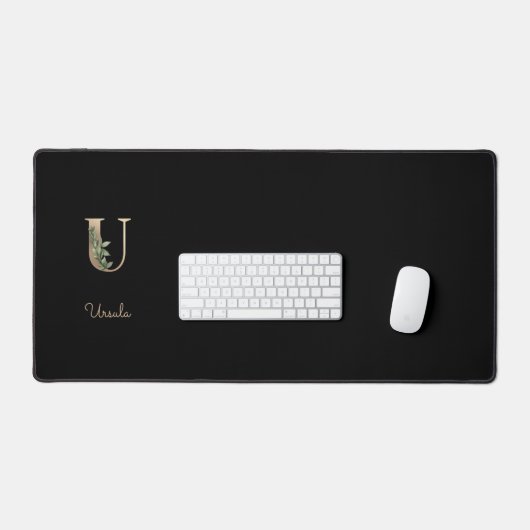 Elegant Botanisch Monogram Letter U Bureaumat (Keyboard & Muis)