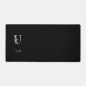 Elegant Botanisch Monogram Letter U Bureaumat (Voorkant)