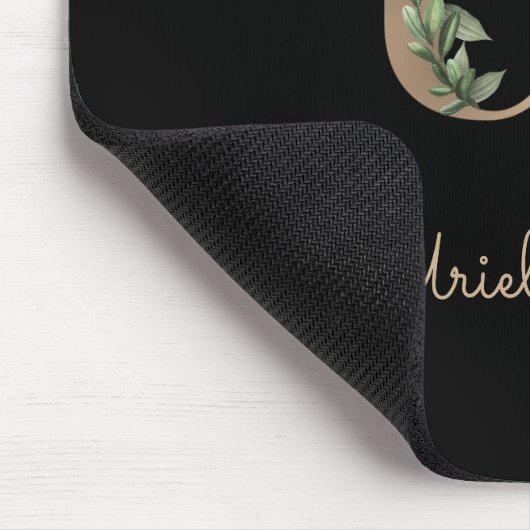 Elegant Botanisch Monogram Letter U Muismat (Hoek)