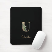 Elegant Botanisch Monogram Letter U Muismat (Met muis)