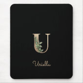 Elegant Botanisch Monogram Letter U Muismat (Voorkant)