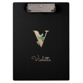 Elegant Botanisch Monogram Letter V Klembord (Voorkant)