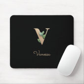 Elegant Botanisch Monogram Letter V Muismat (Met muis)