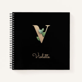 Elegant Botanisch Monogram Letter V Notitieboek