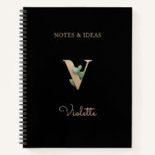 Elegant Botanisch Monogram Letter V Notitieboek (Voorkant)